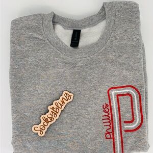 Embroidered Red Unisex Phillies Sweatshirt Design~ Philadelphia Sports Fan